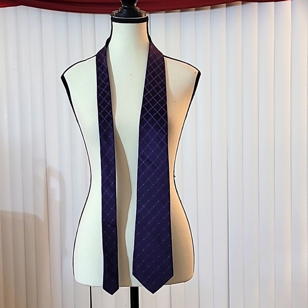 Royal purple and white Men's tie George brand